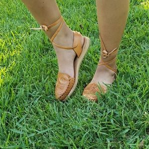 Mexican sandals Lace up 100%leather